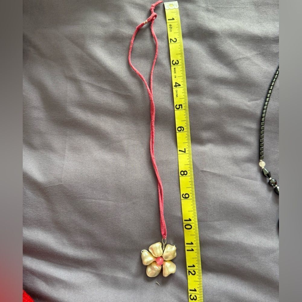 Pink and Cream Flower Pendant Necklace